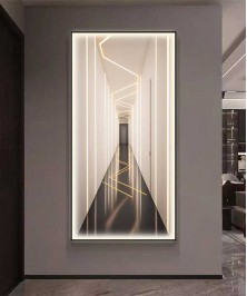 Black Frame Entrance Panel in All Its Details Using Smart Lighting